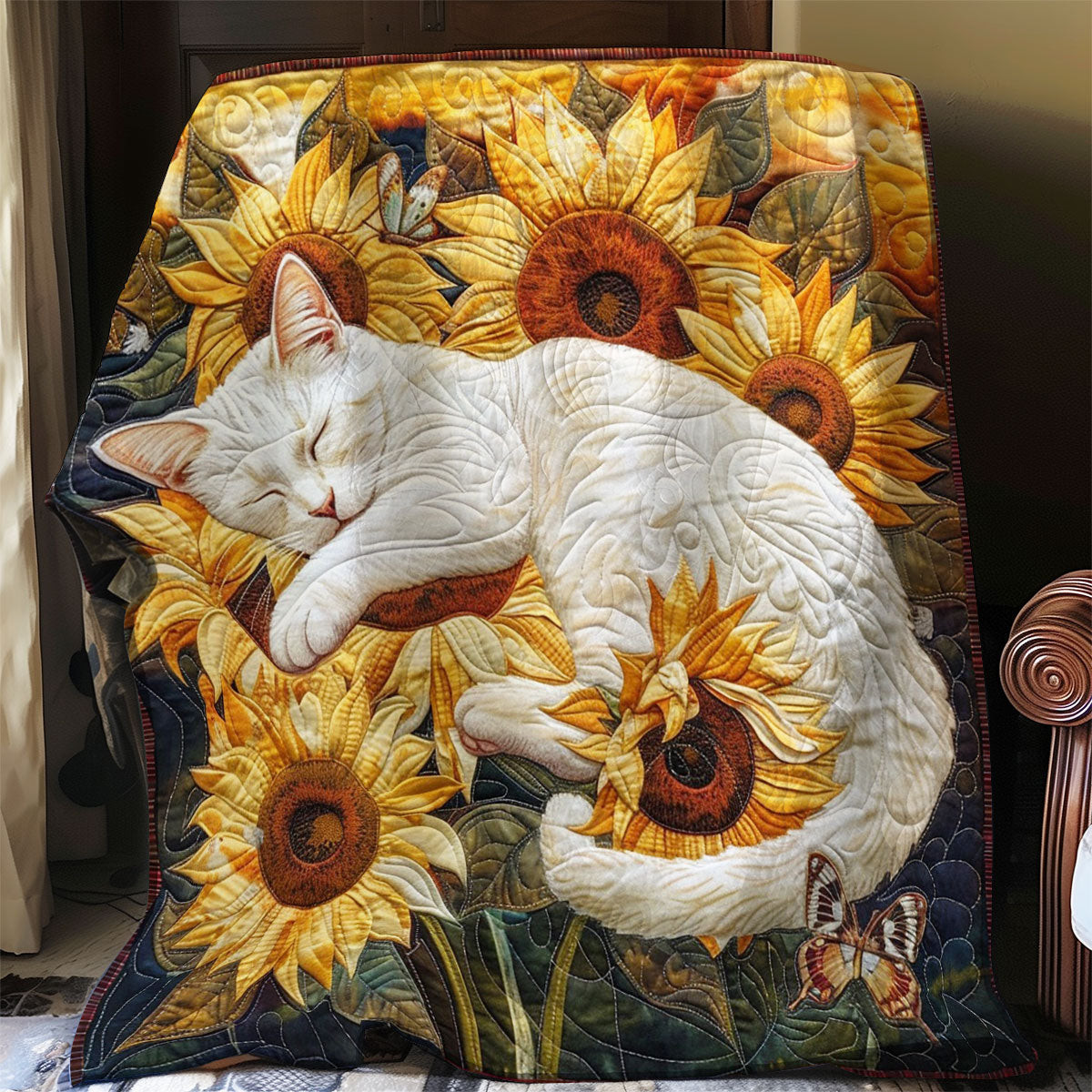 Cat Sleeping Peacefully Quilt Blanket Throws And Blankets Mother's Day Gifts For Daughter In Law