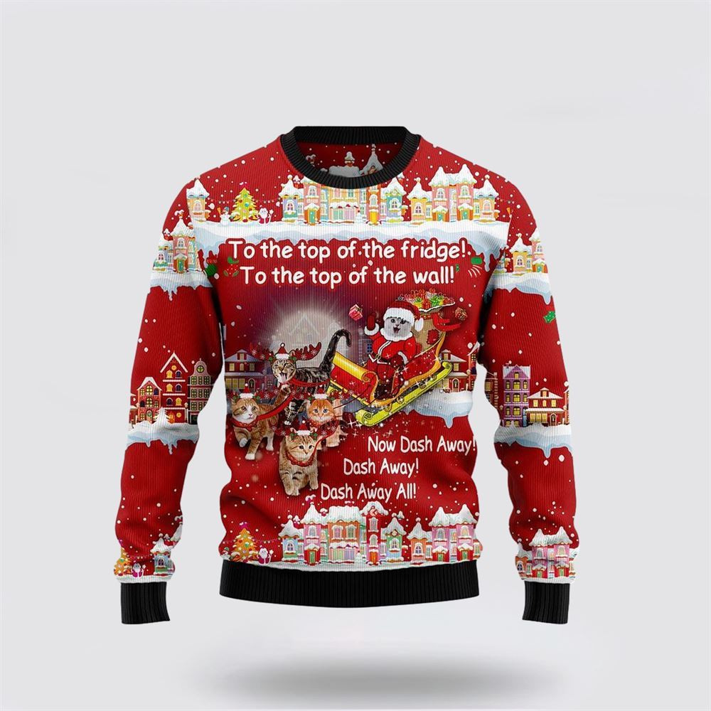 Cat Sleigh Christmas Ugly Christmas Sweater Christmas Gift For Cat Love Christmas Present Ideas