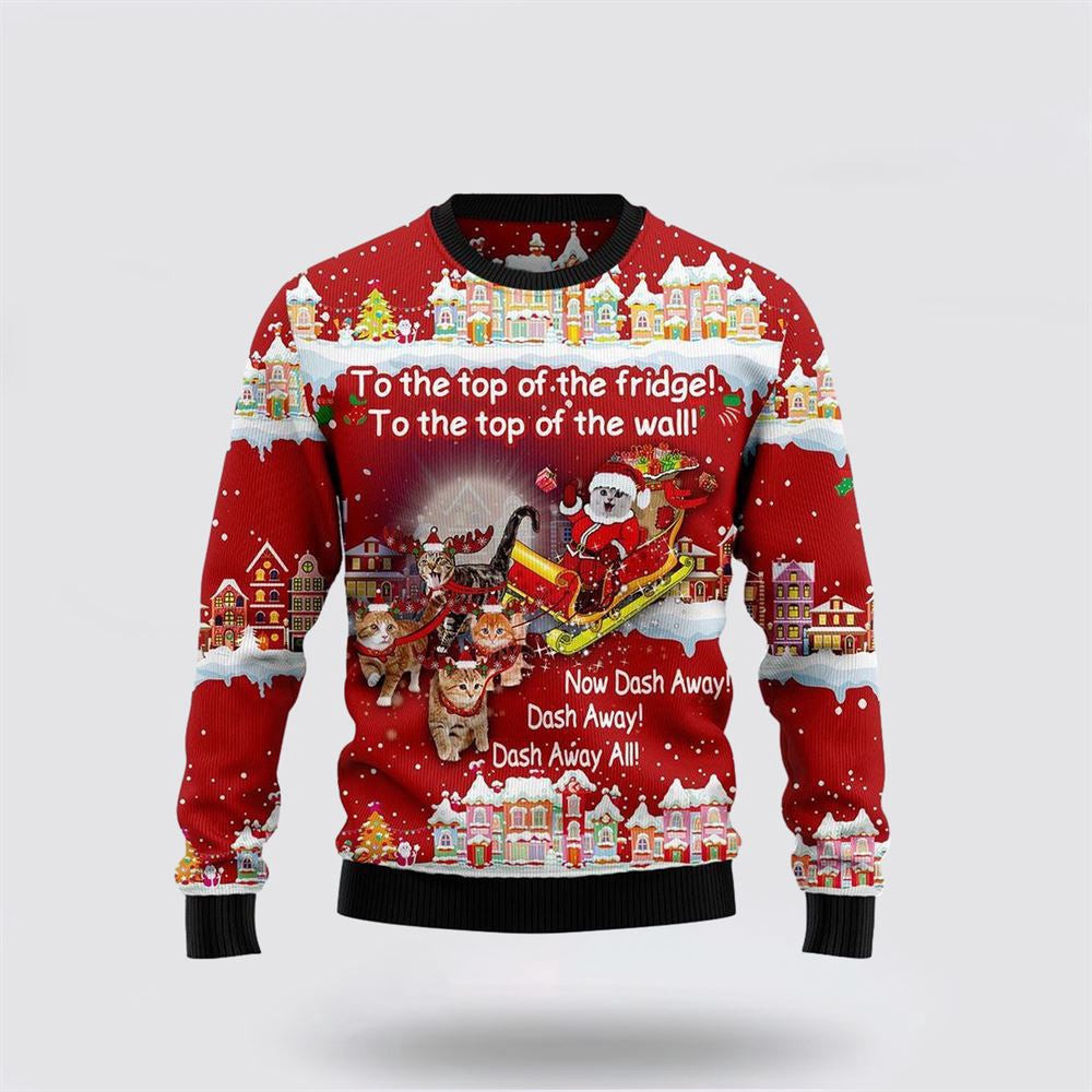 Cat Sleigh Christmas Ugly Christmas Sweater Christmas Unisex Sweater Funny Christmas Sweater