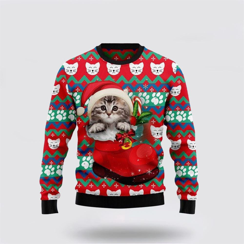 Cat Socks Ugly Christmas Sweater Christmas Unisex Sweater Funny Christmas Sweater