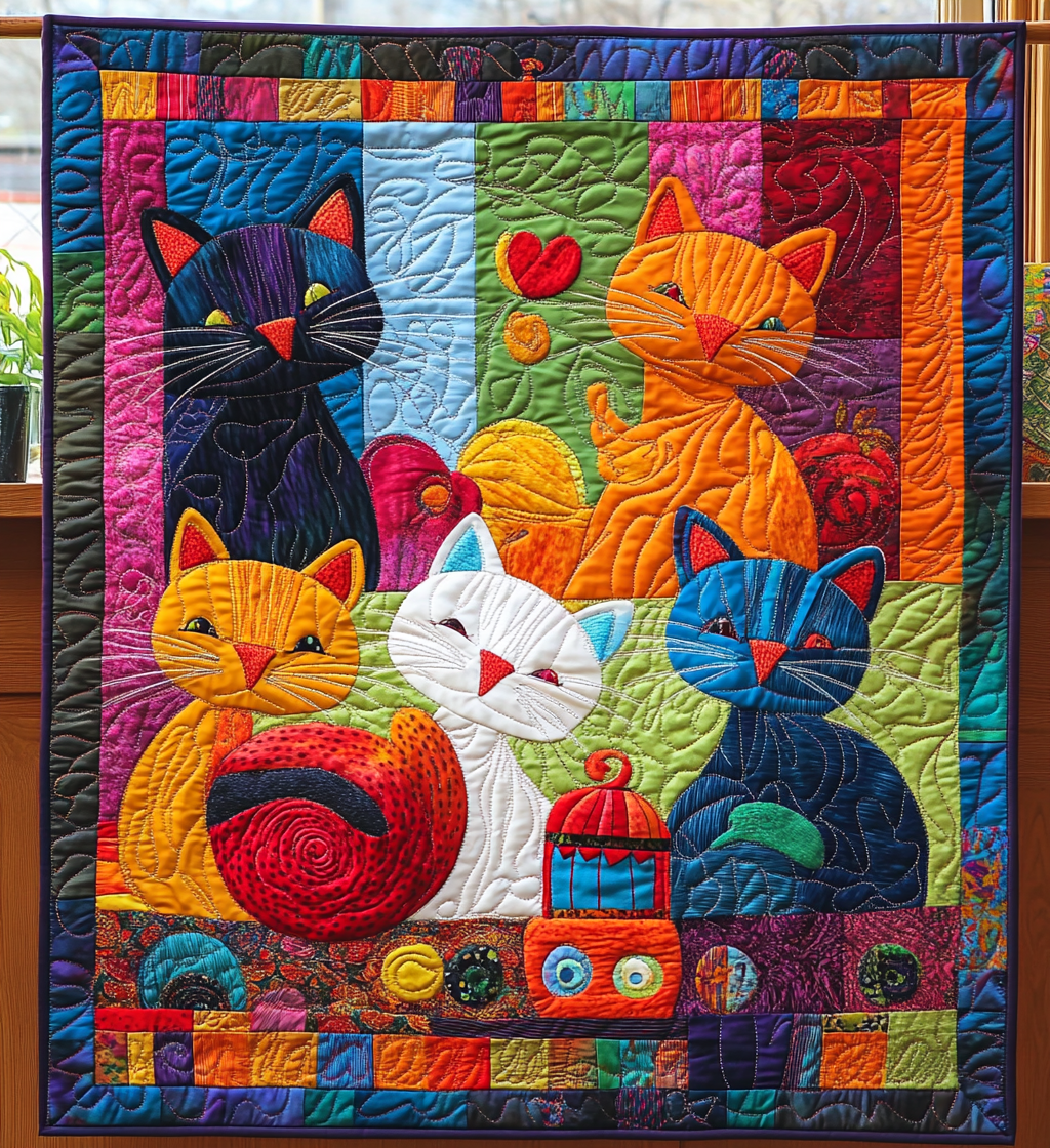 Cat Song Quilted Blanket Novelty Gifts For Cat Lovers
