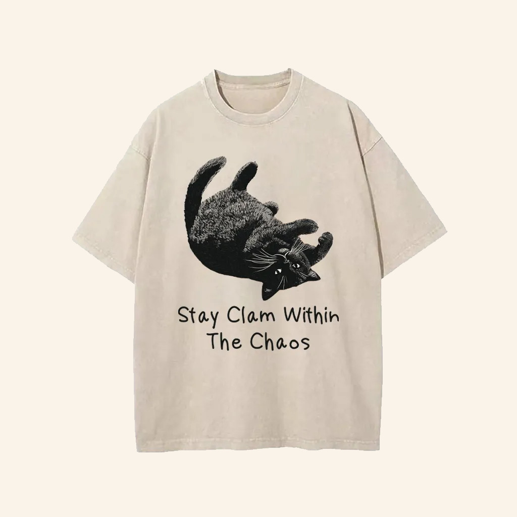 Cat Stay Clam Within The Chaos T-Shirt Unique Gifts For Cat Lovers