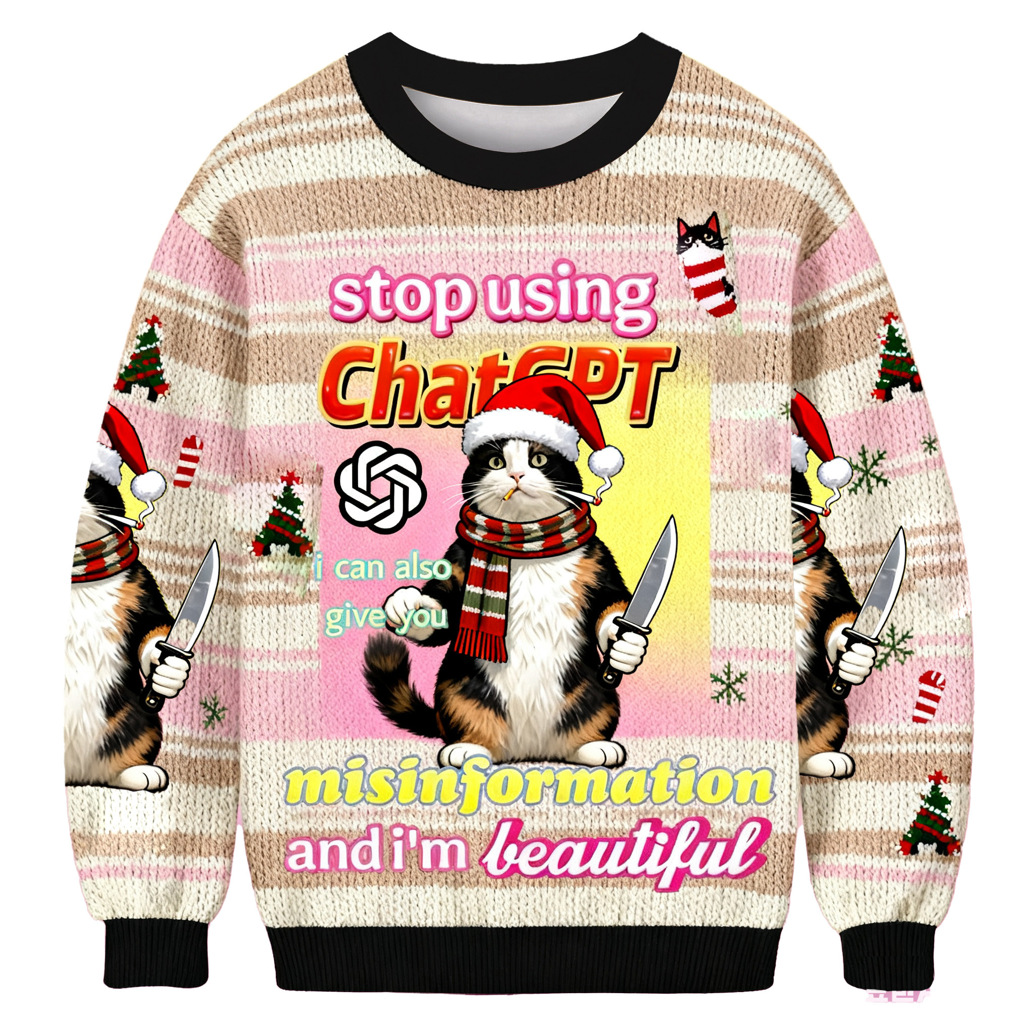 Cat Stop Using Chatgpt Christmas Ugly Sweater Christmas Outfits Xmas Gifts For Boyfriend