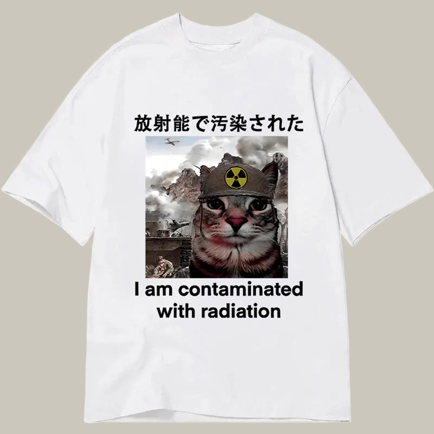 Cat Suffering From Nuclear Radiation Classic Shirt Funny Cat T-Shirt Father Son Christmas Gifts