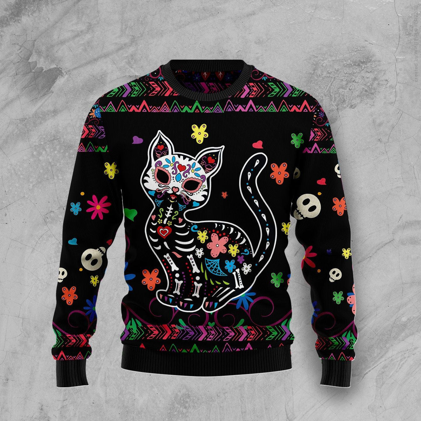 Cat Sugar Skull Crazy Xmas Sweaters Funny Christmas Clothes Best Gifts For Cat Lovers