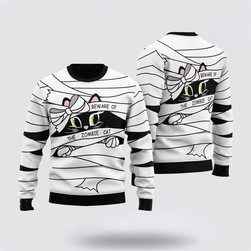 Cat Sweater Be Ware Of A Zombie Cat Ugly Christmas Sweater Christmas Gift For Cat Love