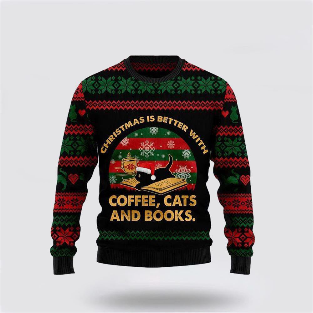 Cat Sweater Christmas Better With Black Cat Ugly Christmas Sweater Christmas Gift For Cat Love
