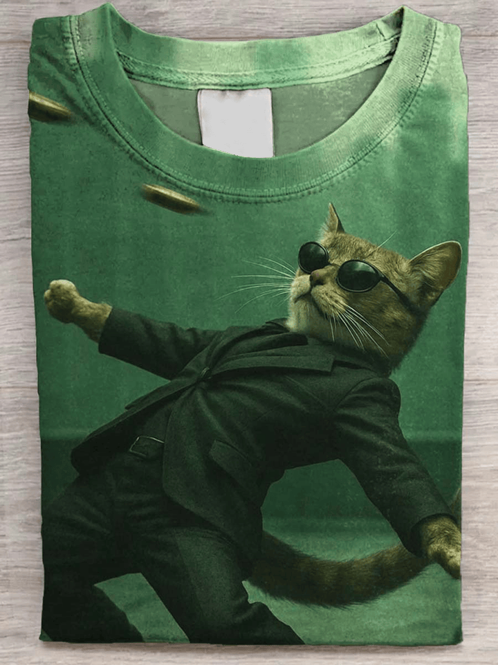 Cat T-Shirt Cat Wearing Sunglasses Shot Funny Shirt Present Ideas For Men And Women