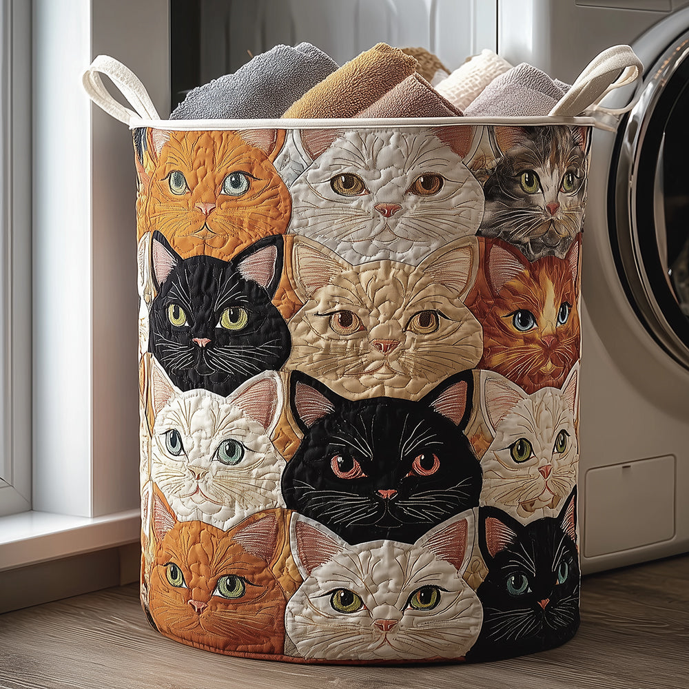Cat Tails Quilted Laundry Basket Perfect Gift For College Dorm