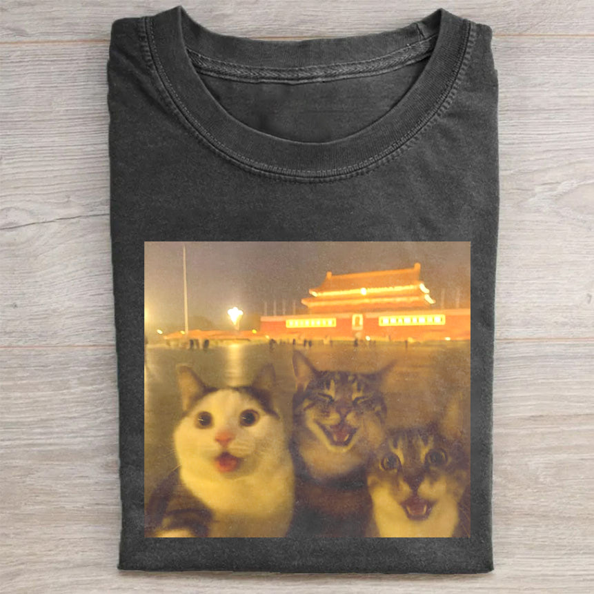 Cat Taking Selfie Funny T-Shirt Cute Cat Lovers Merch Best Gift For Pet Owners