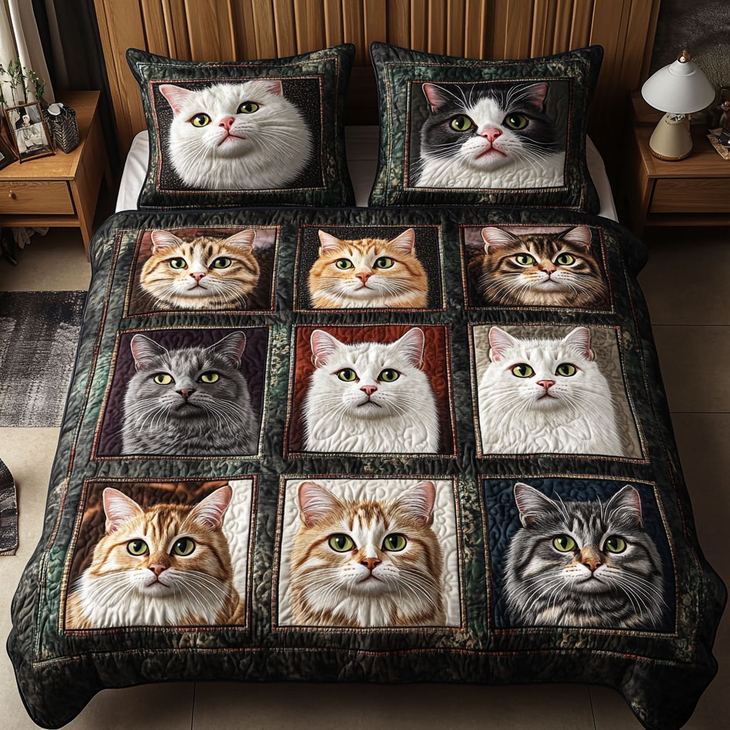 Cat Tales Quilted Bedding Set Bed Decorations Best Gifts For Cats For Christmas