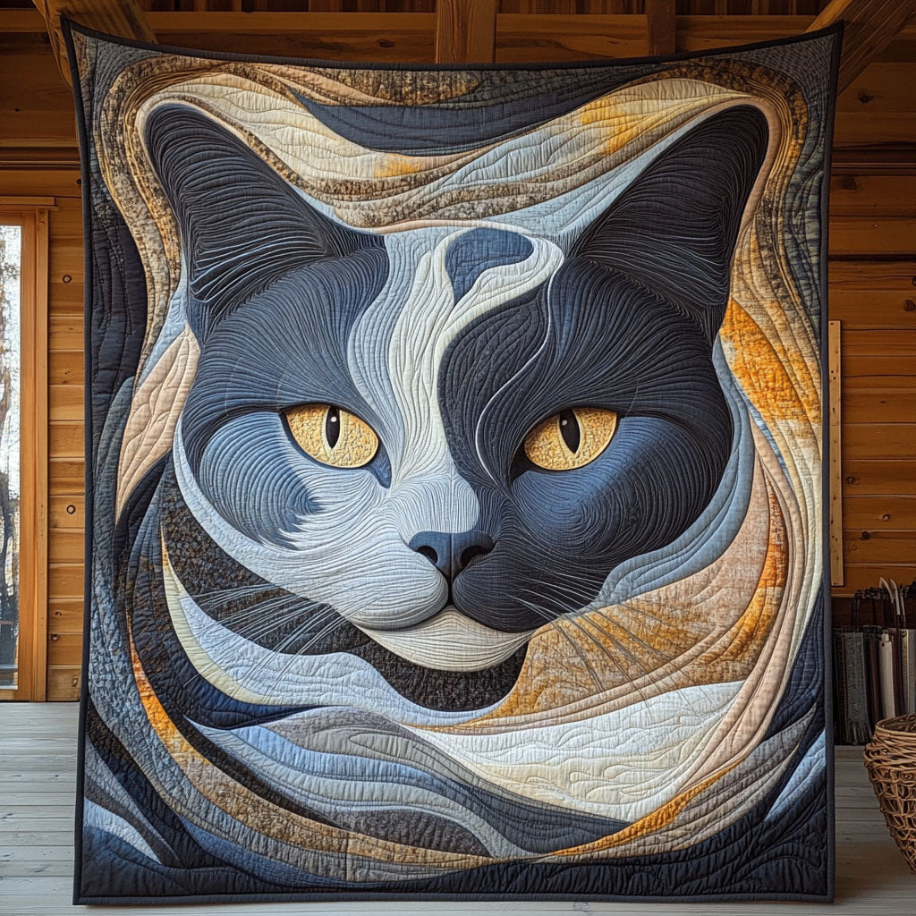 Cat The Feline Swirl Quilt Blanket Bedoom Decor Design Holiday Gifts For Cat Lovers
