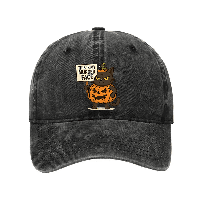 Cat This Is My Murder Face Washed Hat Halloween Themed Cap Cat Gift Ideas