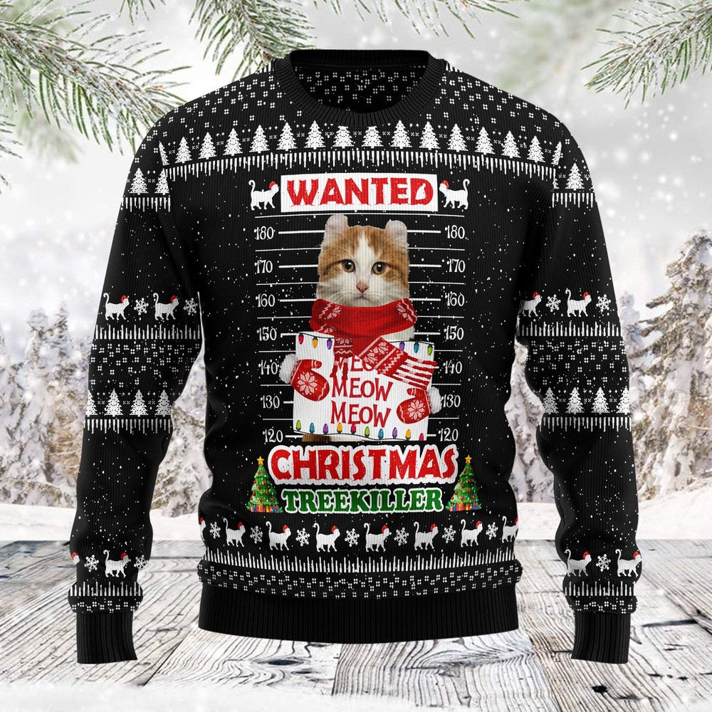Cat Treekiller Custom Photo Unisex Womens Mens Couples Matching Friends Cat Lover Funny Family Ugly Christmas Holiday Sweater Gifts