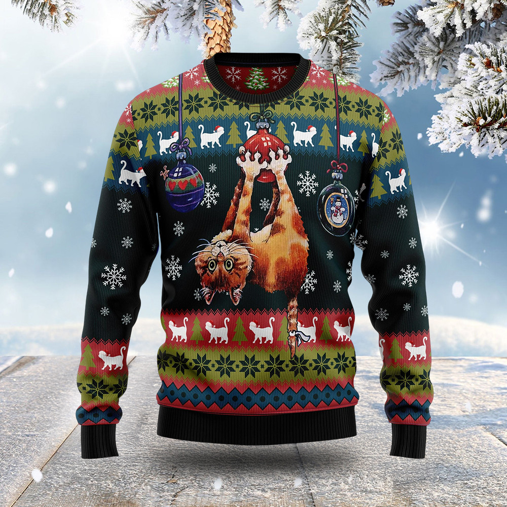 Cat Ugly Christmas Sweater Animal Themed Christmas Apparel Xmas Gift Ideas