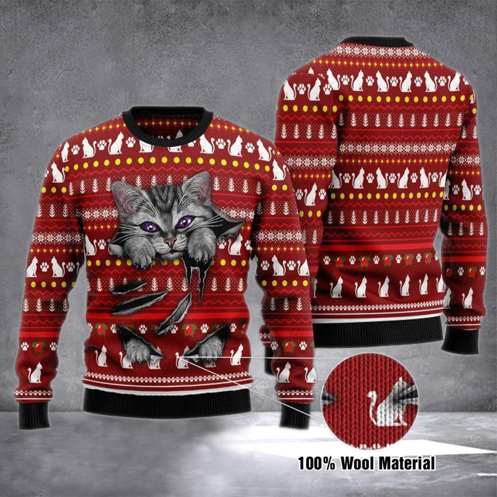 Cat Ugly Christmas Sweater Meowy Christmas Sweater Gifts For Cat Lovers