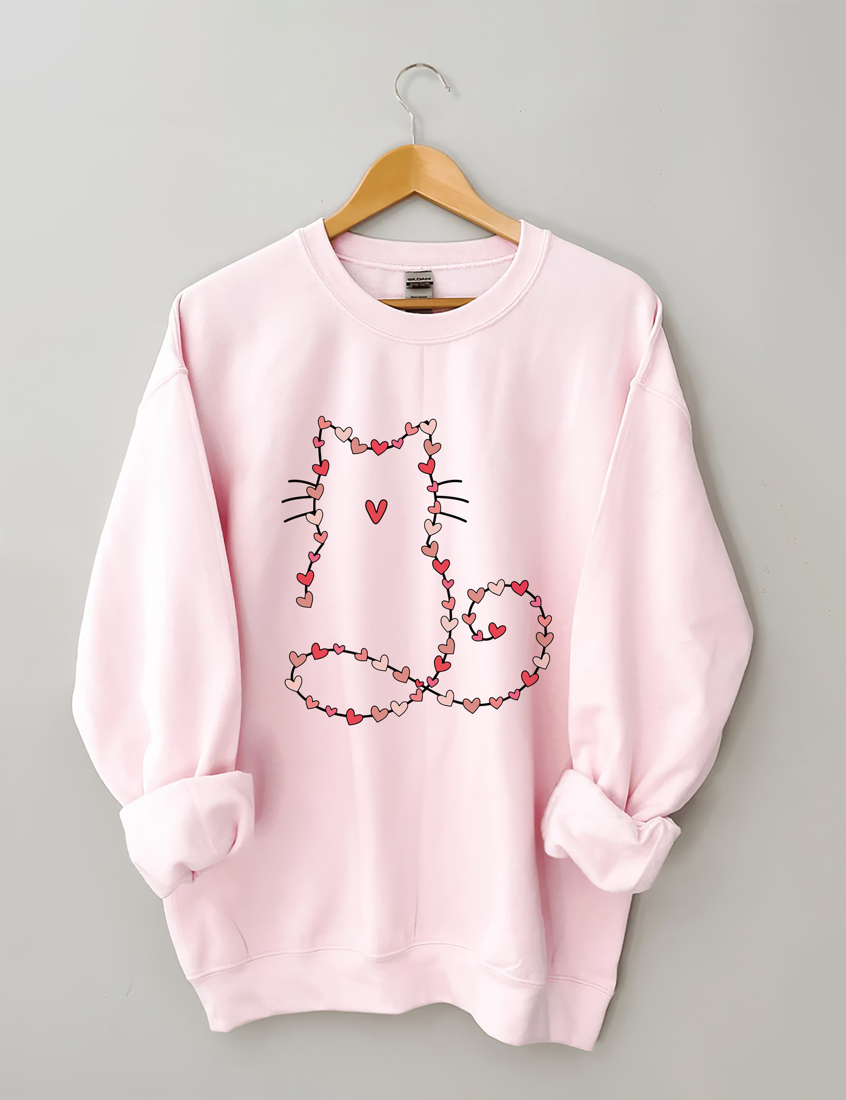 Cat Valentine Heart Sweatshirt Heart Graphic Design Cool Christmas Gifts For Her