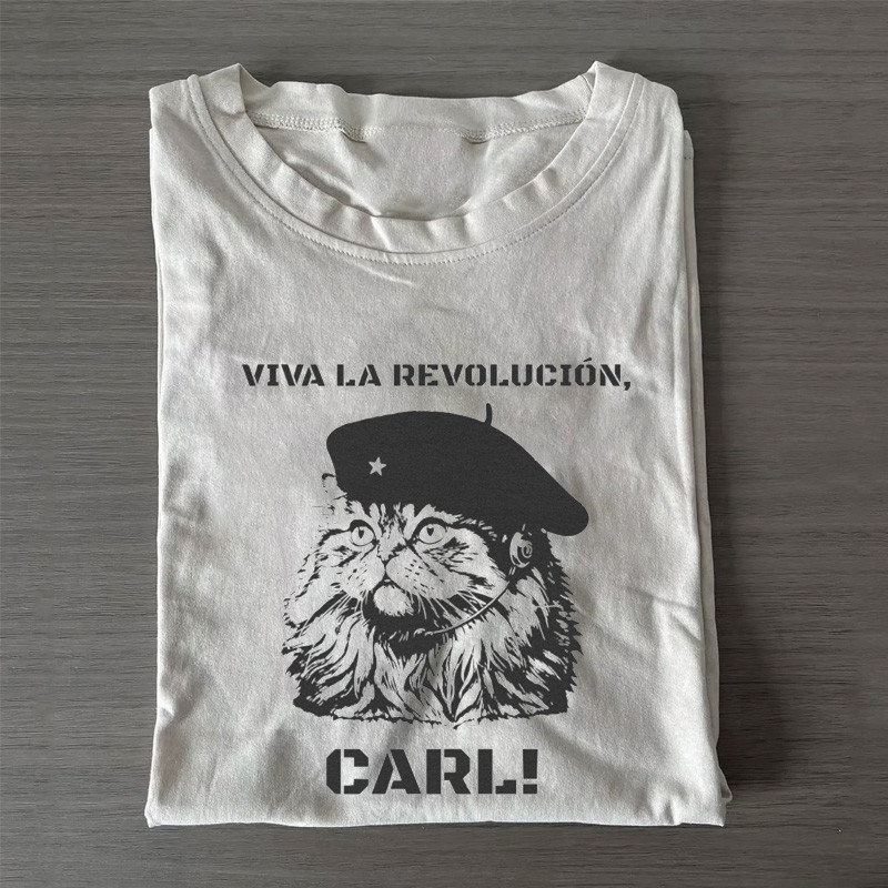 Cat Viva La Revolucion Carl T-Shirt Funny Che Guevara Apparel Gifts For Men