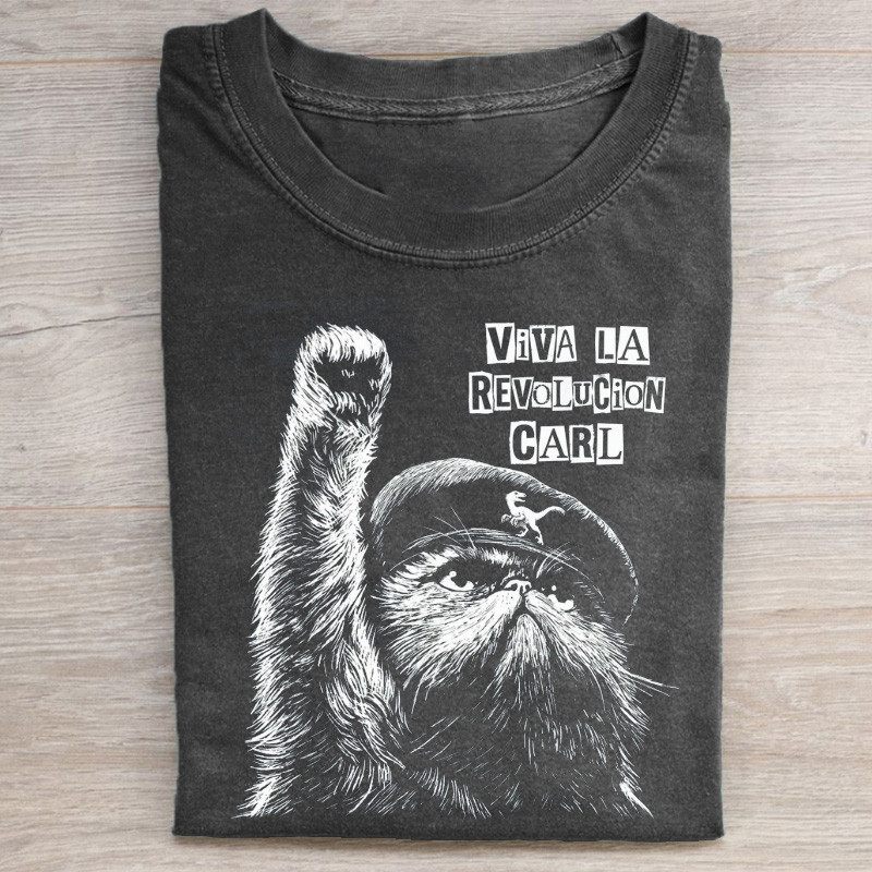 Cat Viva La Revolution Carl T-Shirt Dungeon Crawler Carl Clothing Gifts For Men