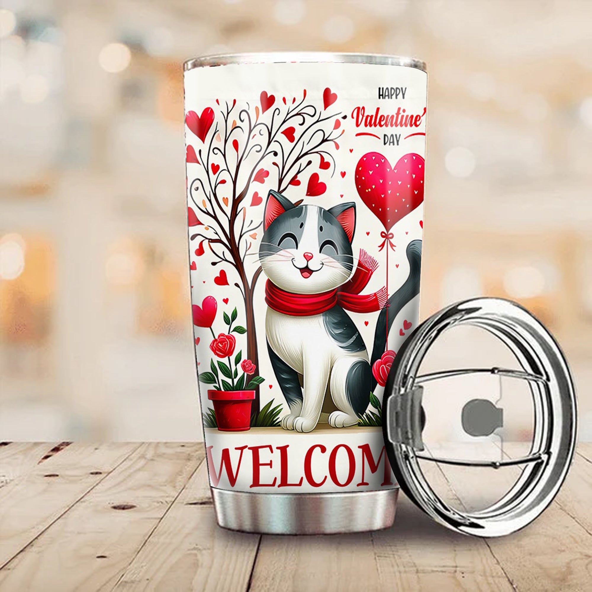 Cat Welcome Happy Valentine's Day Tumbler Cute Valentines Gifts For Her A Cat Lover Cat Welcome Happy Valentine's Day Tumbler Cute Valentines Gifts For Her A Cat Lover