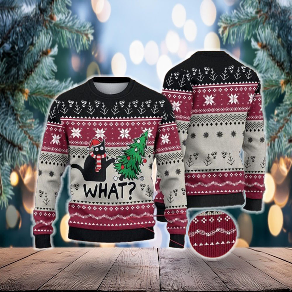 Cat What Xmas Tree Sweater Funny Christmas Sweater For Cat Lovers