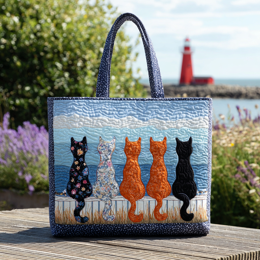 Cat Whisper Quilted Tote Bag Gifts For Men Who Love Cats
