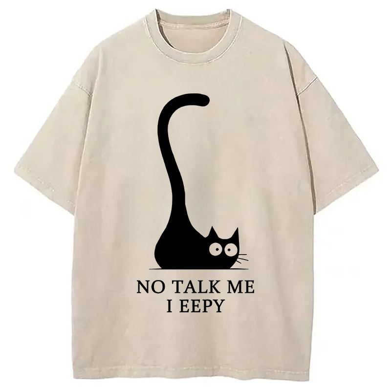 Cat Who Doesn't Want To Talk Washed T-Shirt Unique Aesthetic Fashion Tee Gifts For Him