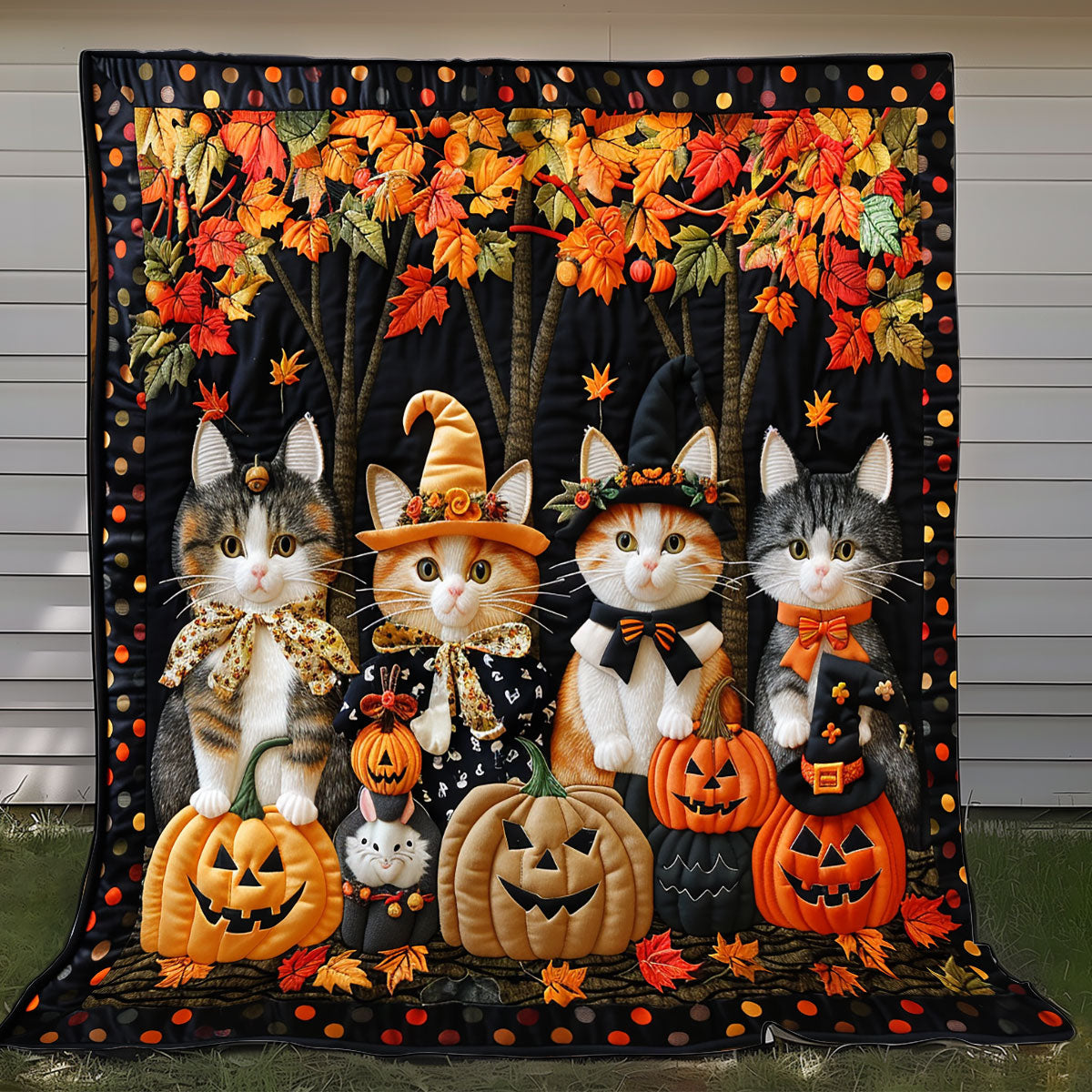 Cat Witch Halloween Quilt Blanket Queen Size Blanket Daughter To Mum Gifts