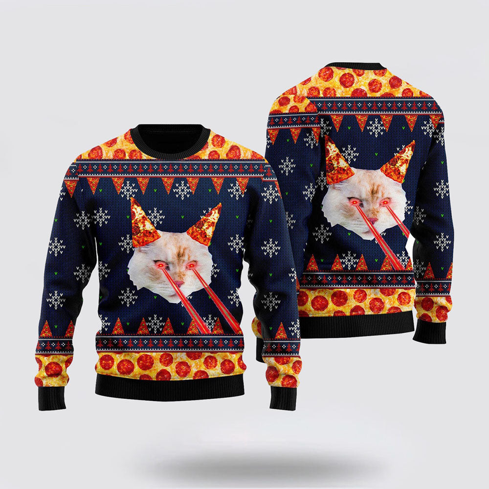 Cat With Lasers Eyes Ugly Christmas Sweater Christmas Gift For Cat Love Christmas Present Ideas