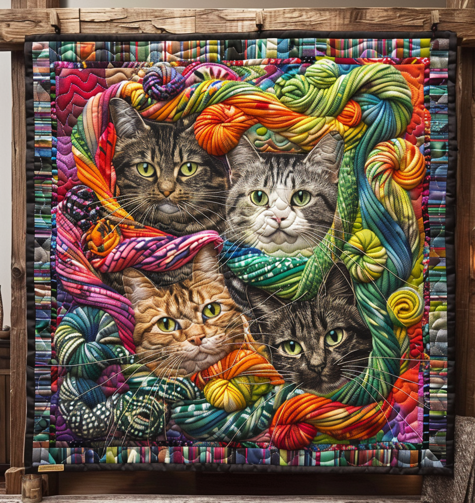 Cat Wool Wonderland Quilted Blanket Presents For Cat Lovers