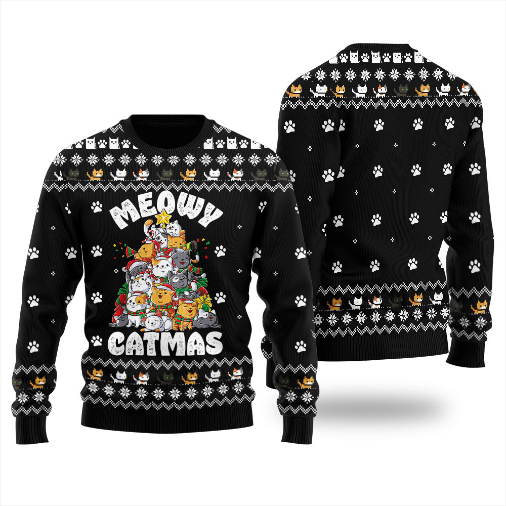 Cat Xmas Tree Christmas Sweater Women Best Gift Idea for Christmas Enthusiasts
