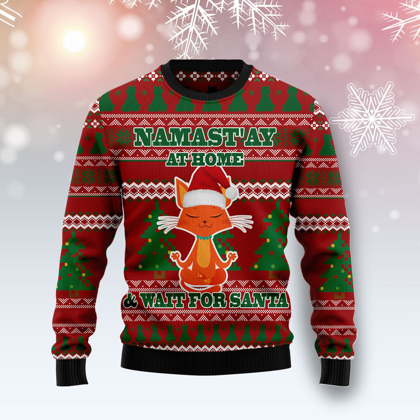 Cat Yoga Ugly Christmas Sweater Namastay At Home Christmas Gifts For Cat Lovers
