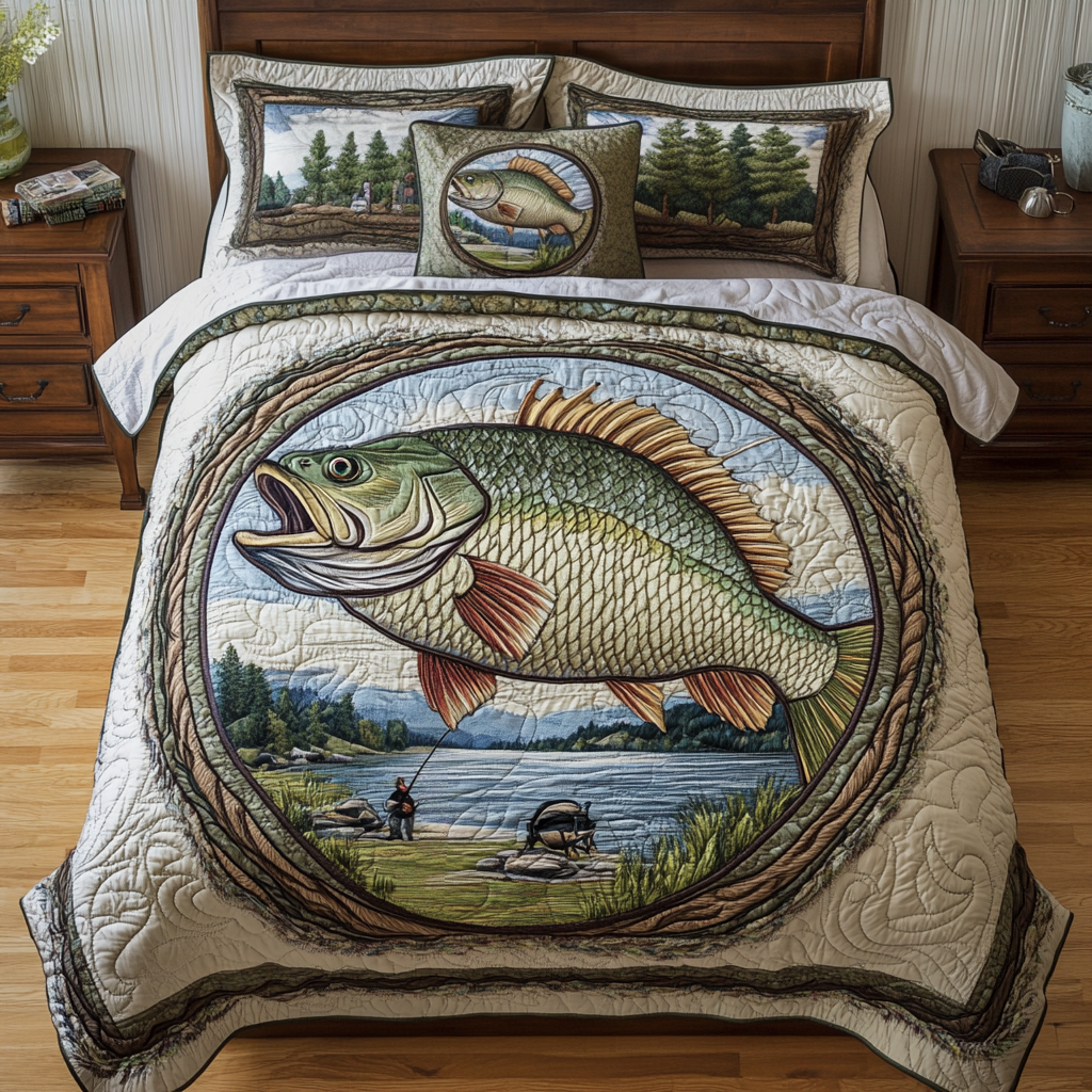 Catch Dream Quilted Bedding Set Bedroom Decorations Fishing Gifts For Boyfriend