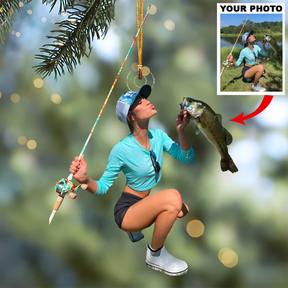 Catch Of The Day Personalized Photo Mica Ornament Christmas Gift For Anglers And Fishi
