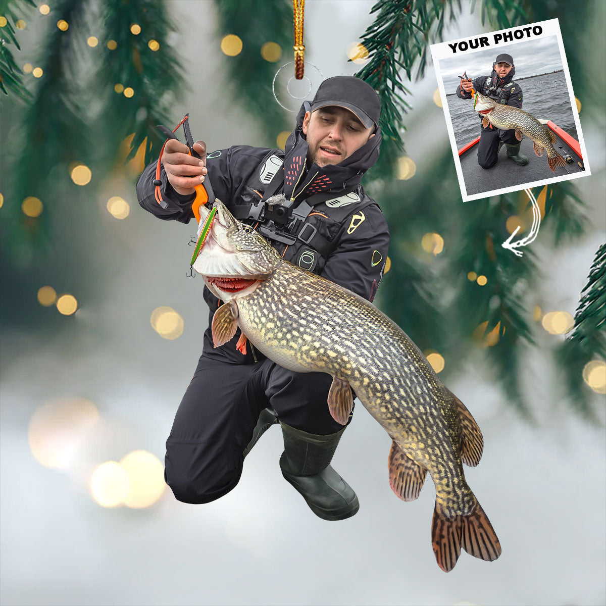 Catch Of The Day Personalized Photo Mica Ornament Gift For Fishing Lovers Family members 2