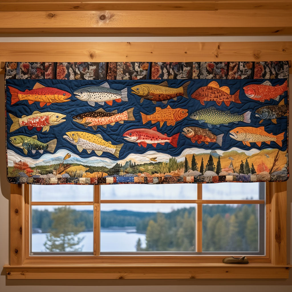 Catch of the Day Quilted Valance Unique Front Door Decor Gifts For Fishing Lovers
