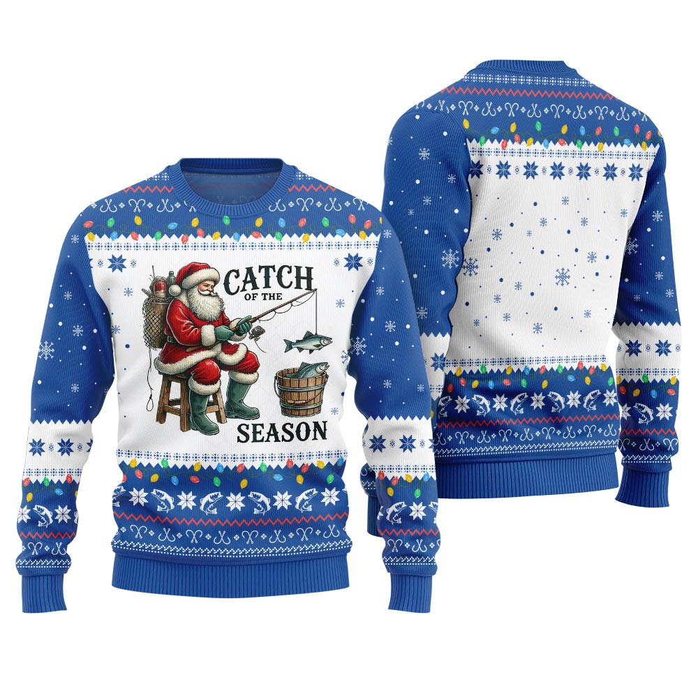 Catch Of The Season Fishing Ugly Xmas Sweater Lovely Merch Gift for Cozy Winter Nights