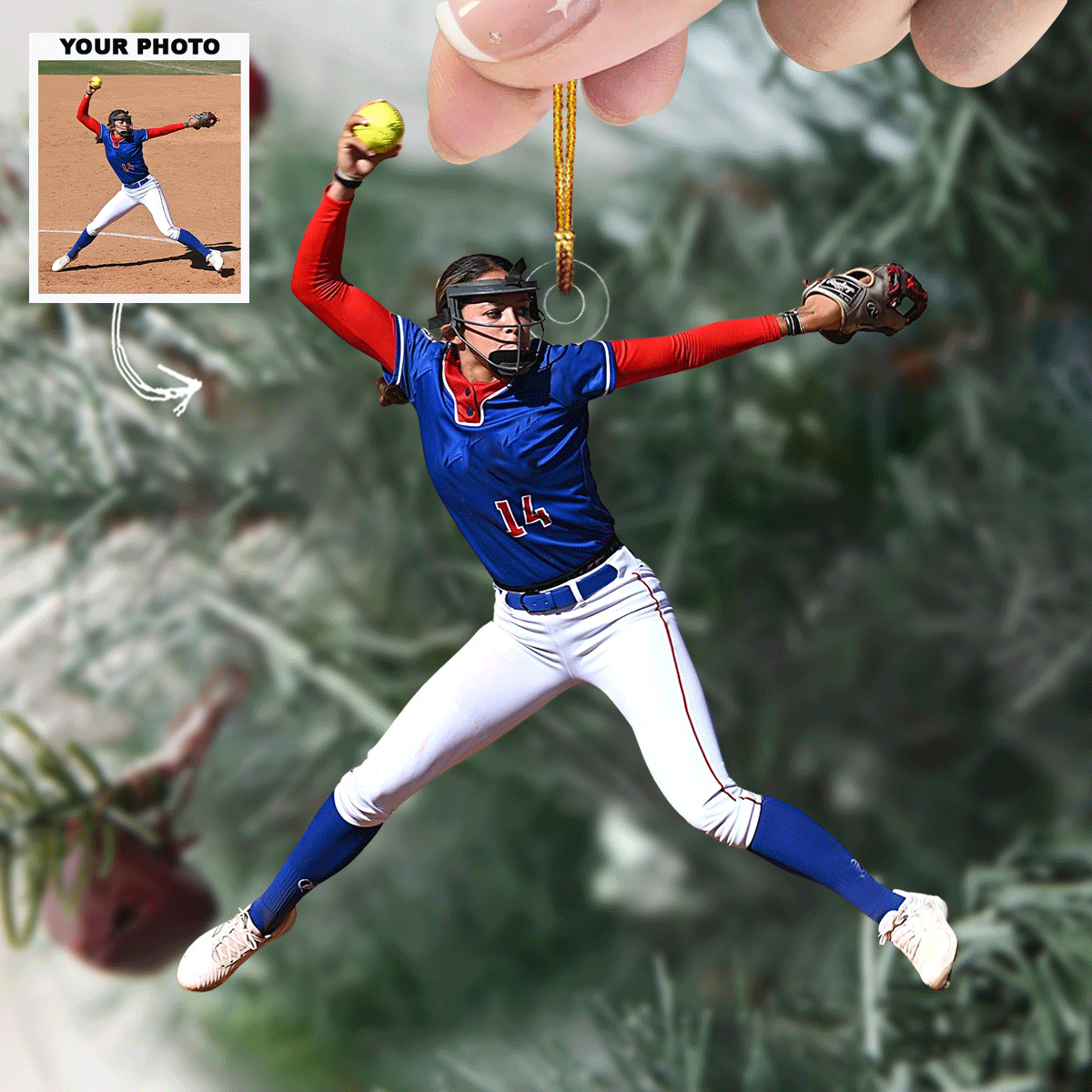 Catching Joy Personalized Photo Mica Ornament Christmas Gift For Sports Lovers