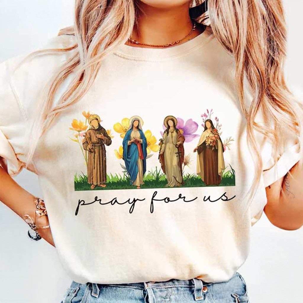 Catholic Saints Pray For Us Religious T-Shirt Christmas Gifts For Christian Catholic Saints Pray For Us Religious T-Shirt Christmas Gifts For Christian