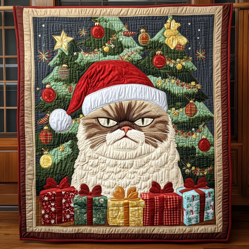 Catitude Noel Quilt Blanket Throws For Couch Cat Themed Christmas Presents