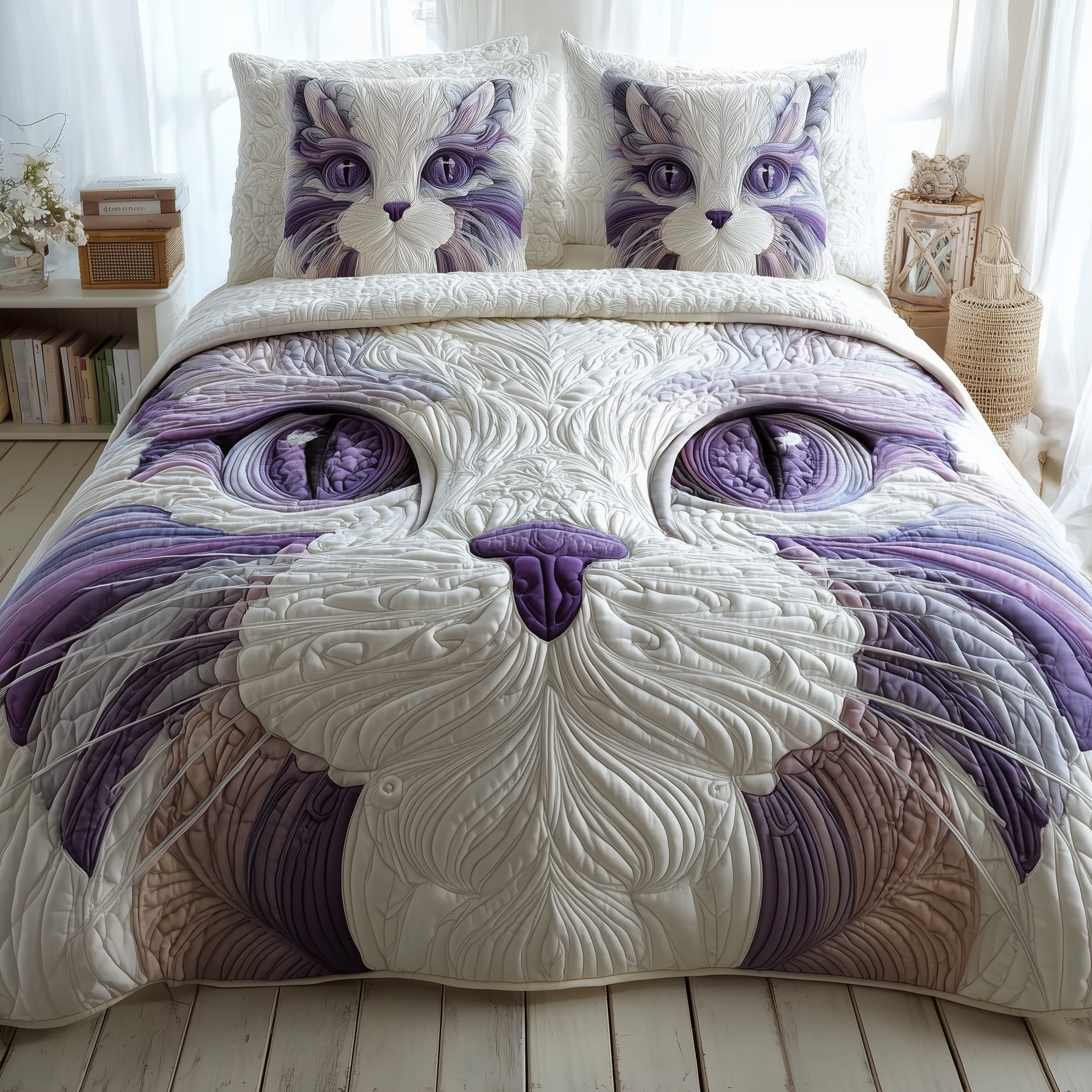 Catitude Quilted Bedding Set Duvet Cover Bedspread Cute Cat Lover Ideas For Gifts