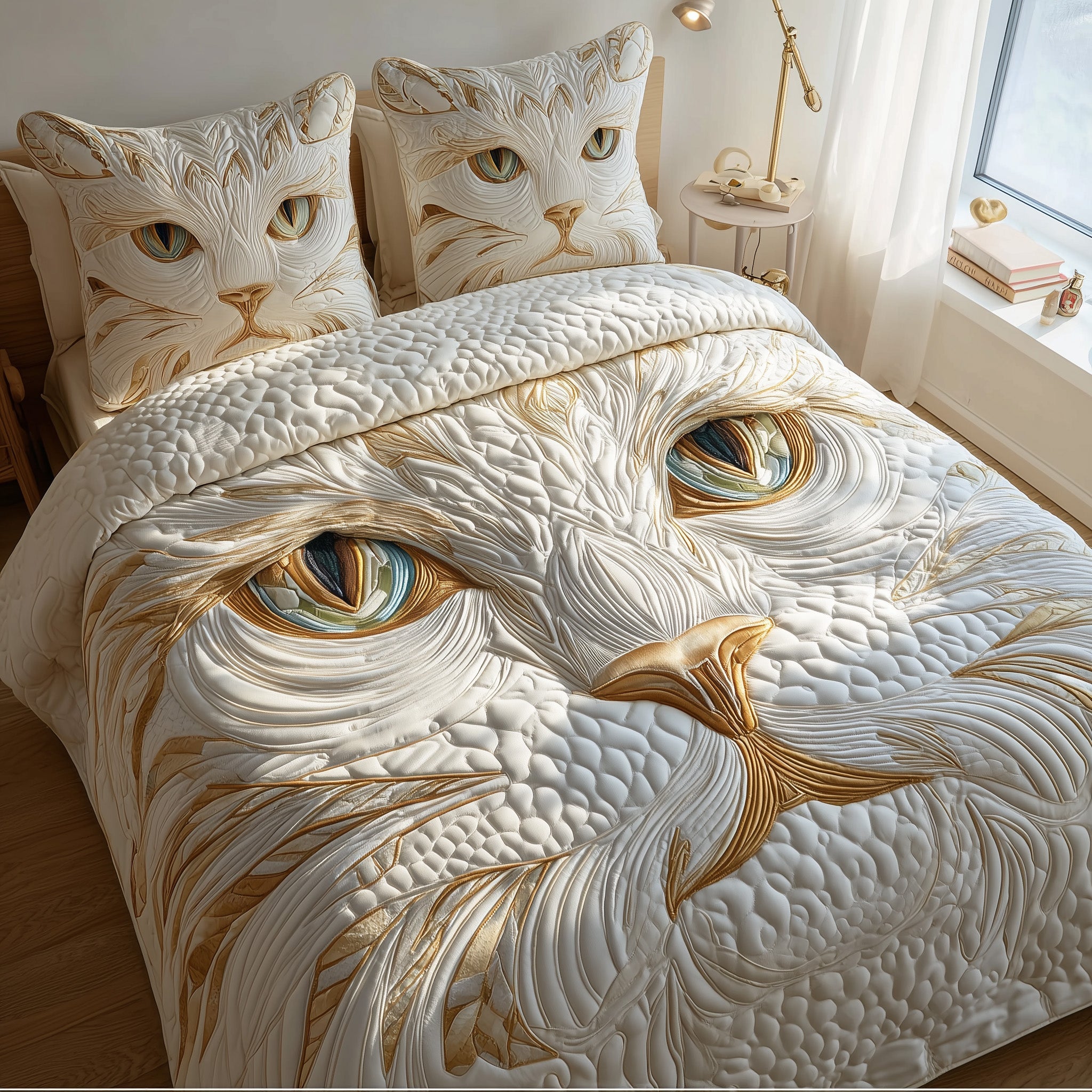 Catitude Quilted Bedding Set Duvet Cover Bedspread Great Cat Lover Gift Ideas