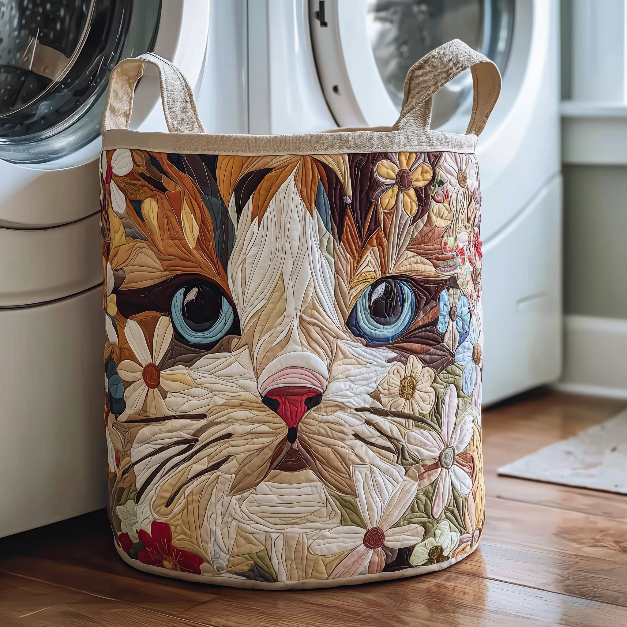 Catitude Quilted Laundry Basket Cat Themed Unique Home Decor Cool Gifts For Mom