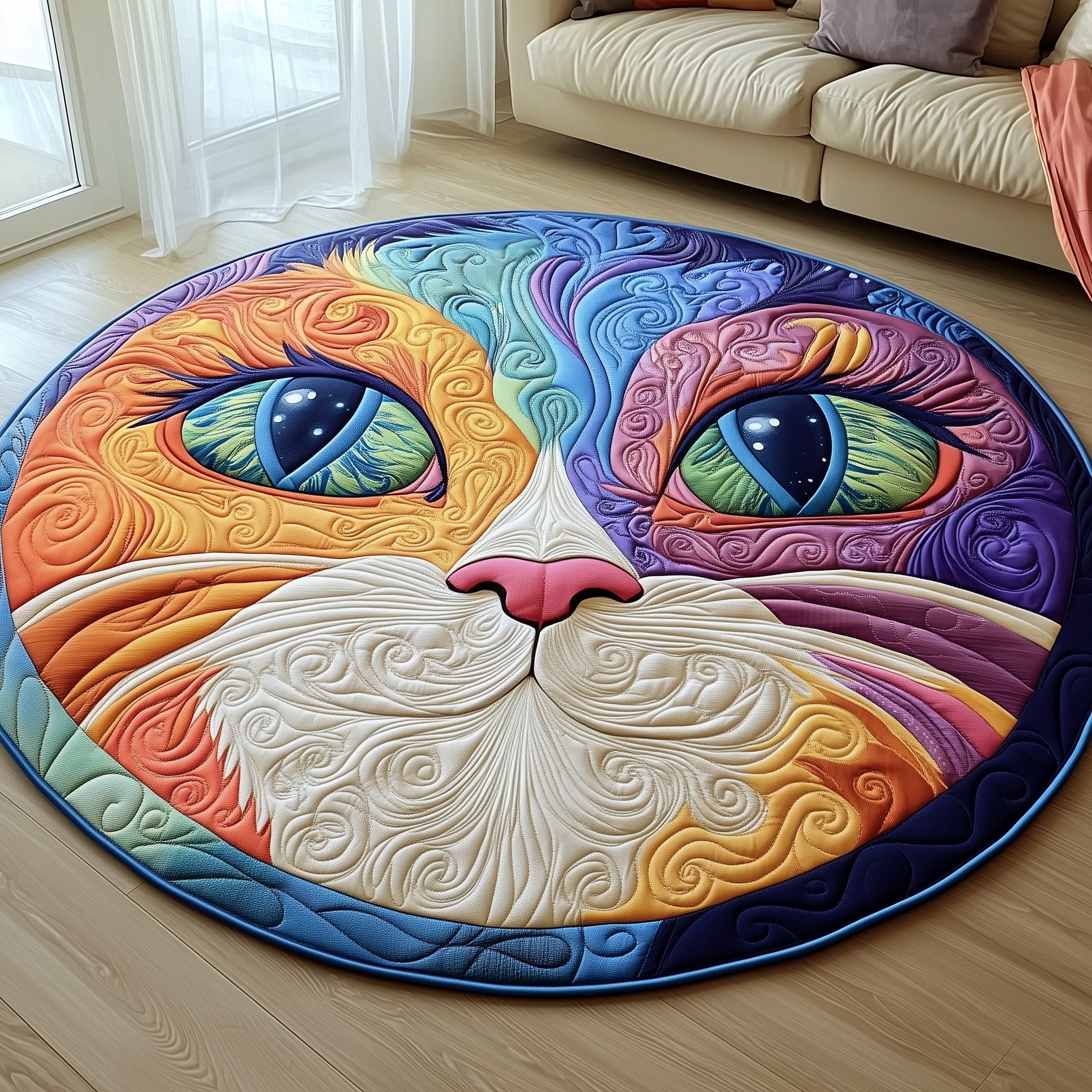 Catitude Quilted Round Mat Beautiful Quilted Round Mat Gift for Loved Ones