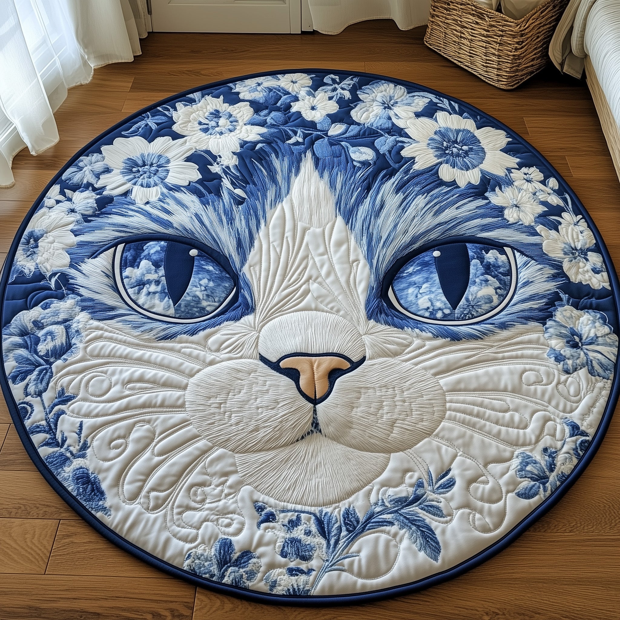 Catitude Quilted Round Mat Soft and Stylish Quilted Round Mat for Home Decor