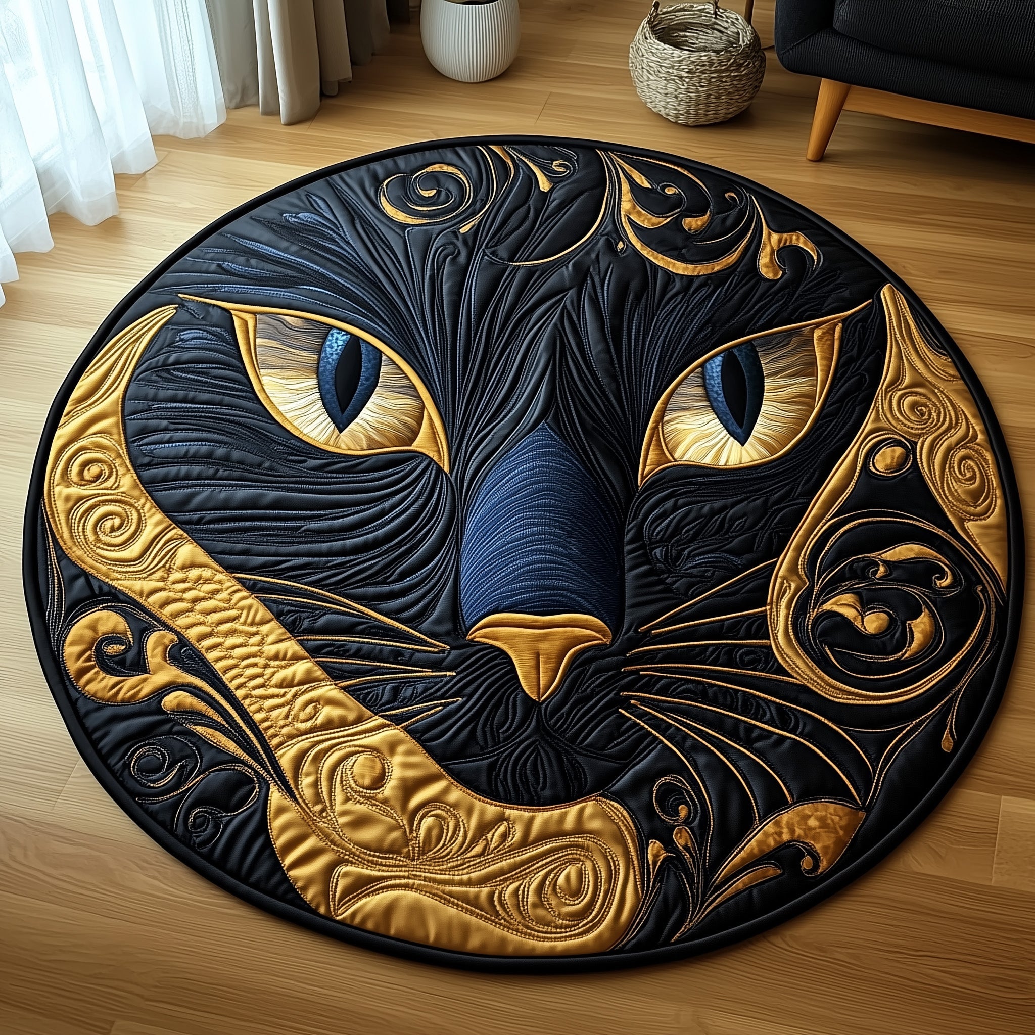 Catitude Quilted Round Mat Vibrant Quilted Round Mat to Brighten Your Room