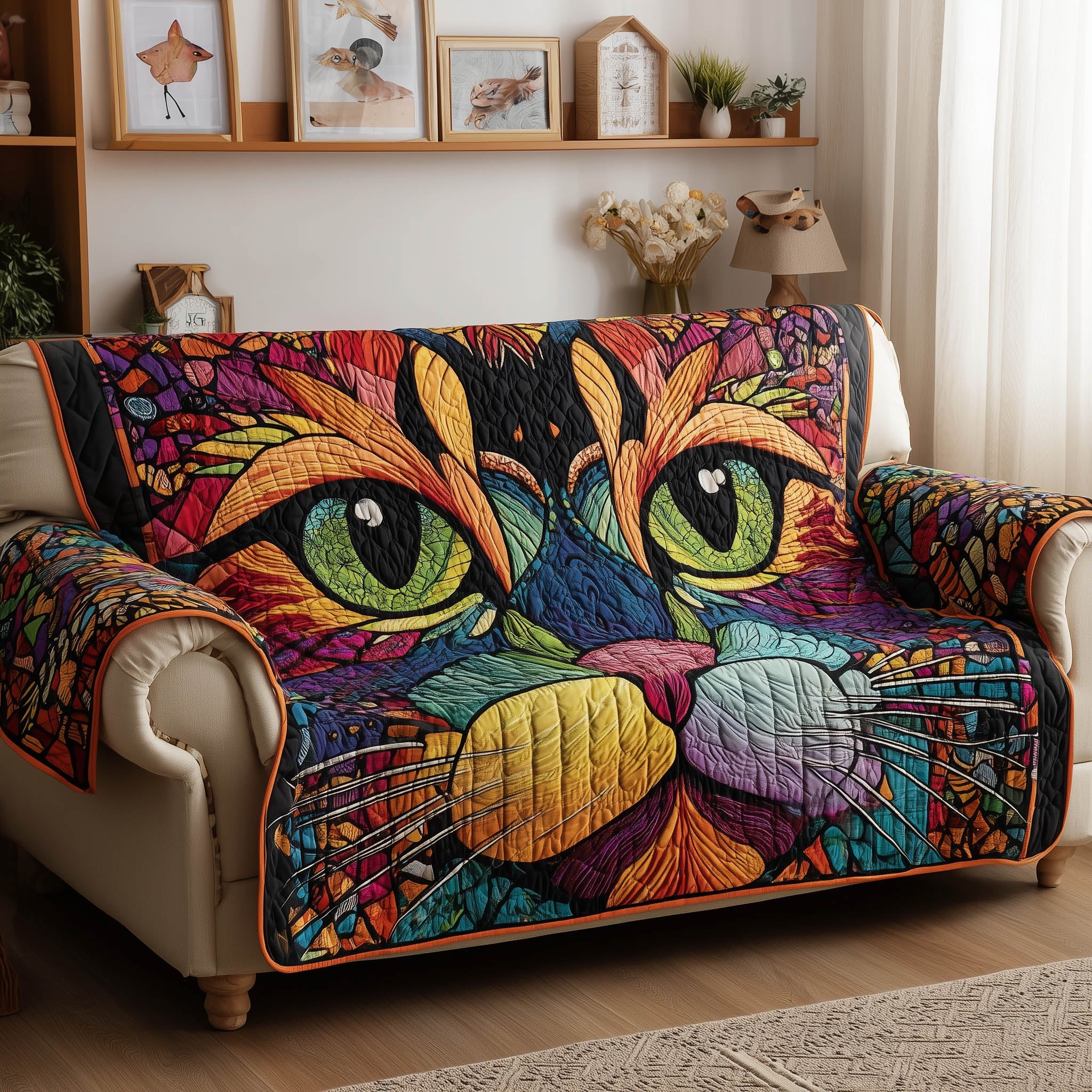 Catitude Quilted Sofa Cover Cute Cat Posture Protector Kitten Christmas Presents