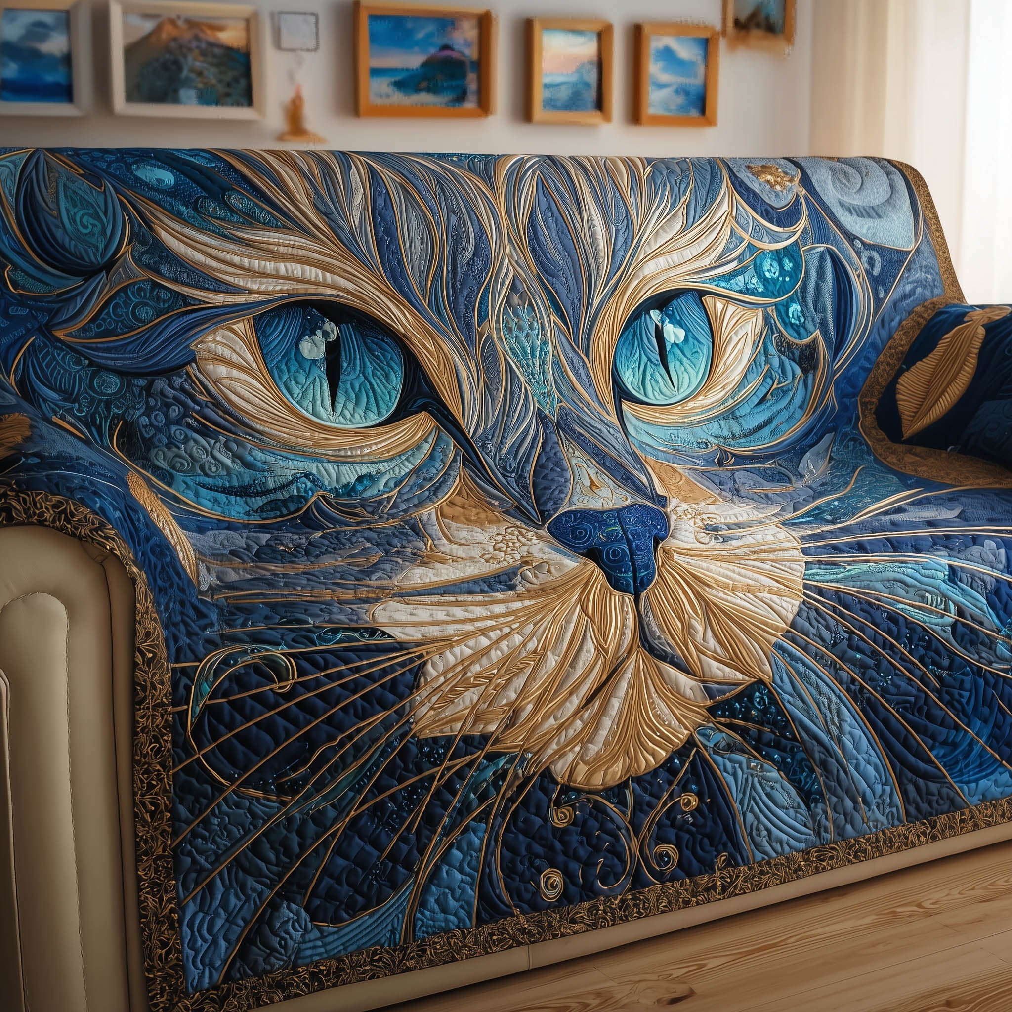 Catitude Quilted Sofa Cover Cute Cat Posture Sofa Protection Kitten Christmas Presents