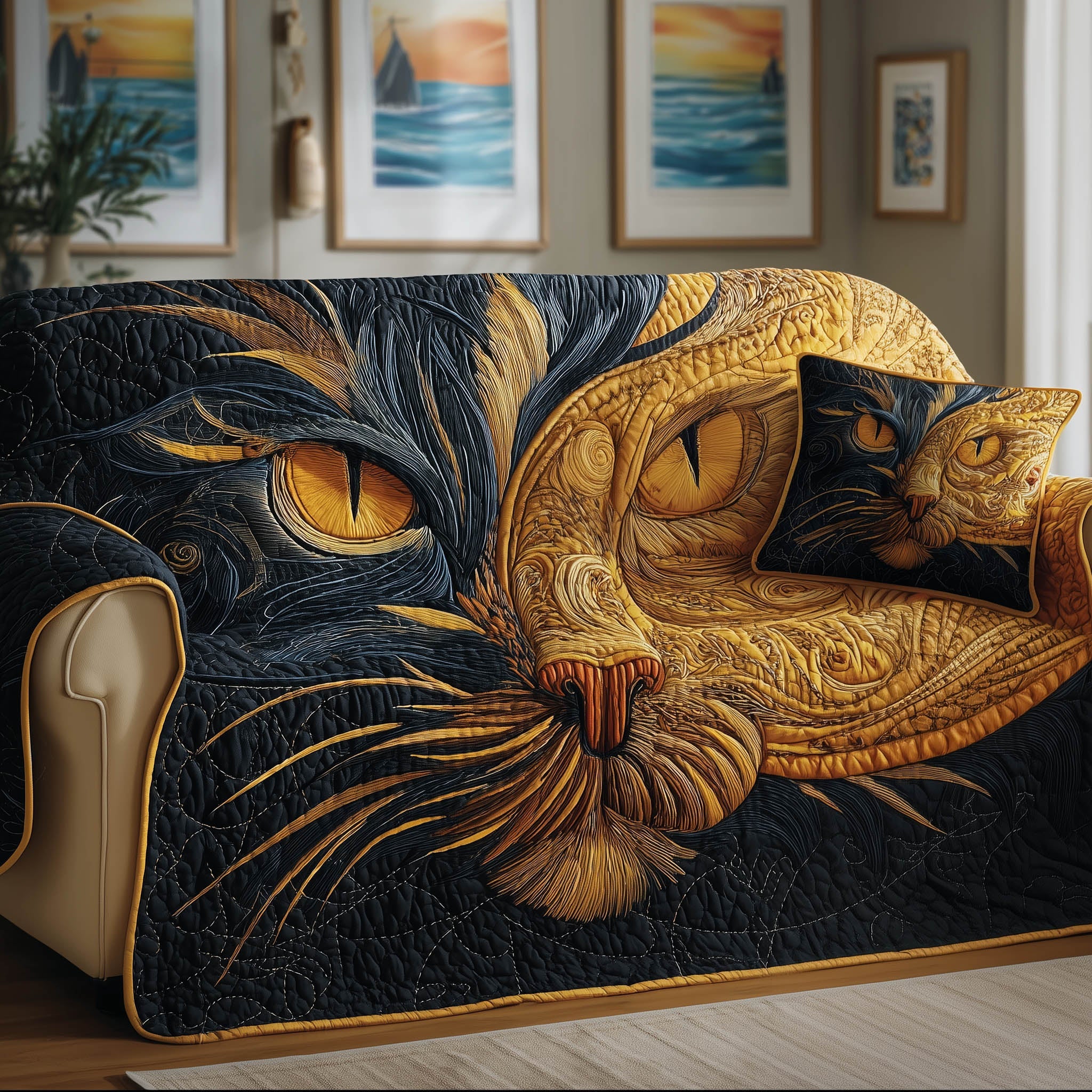 Catitude Quilted Sofa Cover Easy Maintenance Cat Christmas Presents For Dad