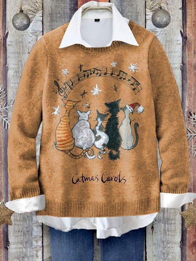 Catmas Carots Christmas Sweater Cute Cat Clothing Xmas Holiday Gift Ideas For Cat Lovers